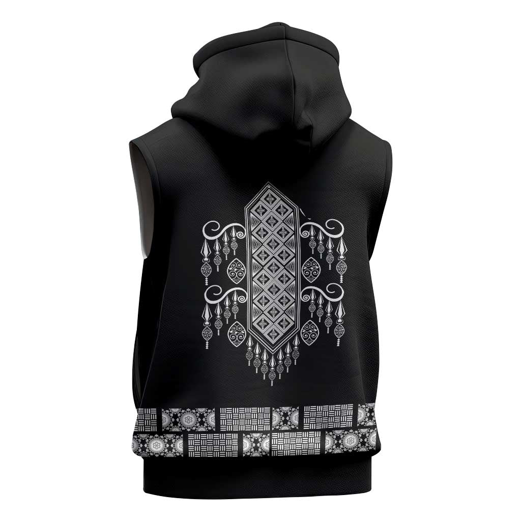 Proud Black Nurse RN Sleeveless Zip Hoodie Black African Pattern Stethoscope Dashiki Motif