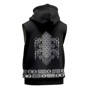 Proud Black Nurse RN Sleeveless Zip Hoodie Black African Pattern Stethoscope Dashiki Motif