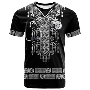 Proud Black Nurse RN T shirt Black African Pattern Stethoscope Dashiki Motif
