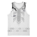 Proud Black Nurse RN Basketball Jersey White African Pattern Stethoscope Dashiki Motif