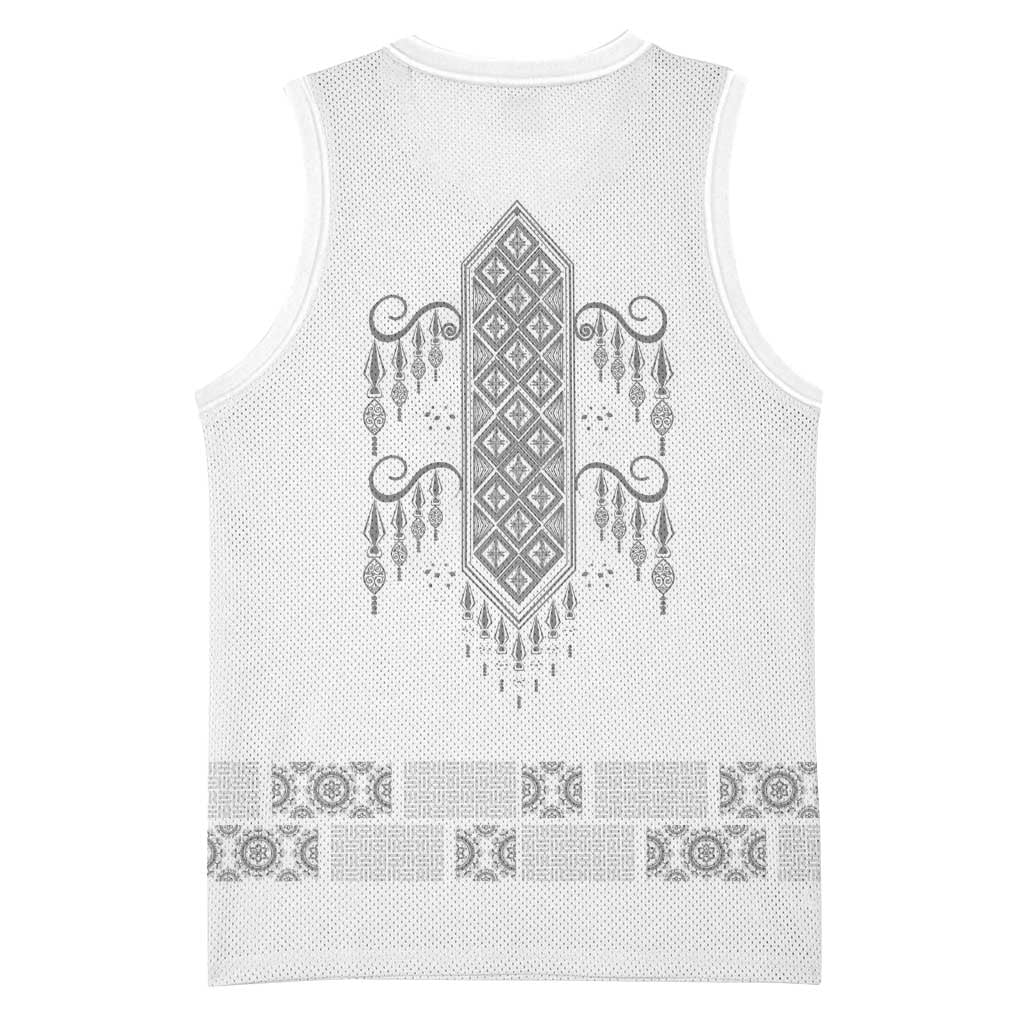 Proud Black Nurse RN Basketball Jersey White African Pattern Stethoscope Dashiki Motif