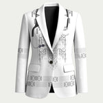 Proud Black Nurse RN Blazer White African Pattern Stethoscope Dashiki Motif