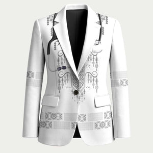 Proud Black Nurse RN Blazer White African Pattern Stethoscope Dashiki Motif