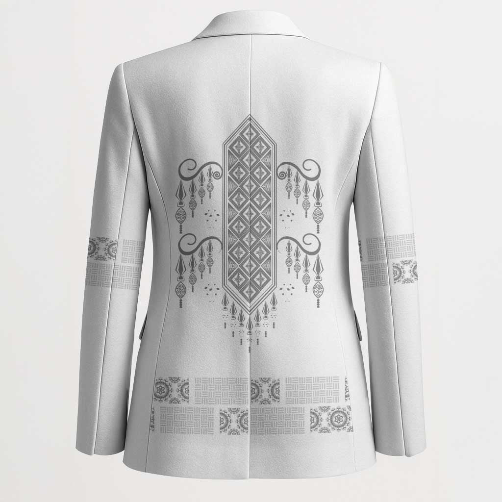 Proud Black Nurse RN Blazer White African Pattern Stethoscope Dashiki Motif