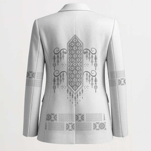 Proud Black Nurse RN Blazer White African Pattern Stethoscope Dashiki Motif
