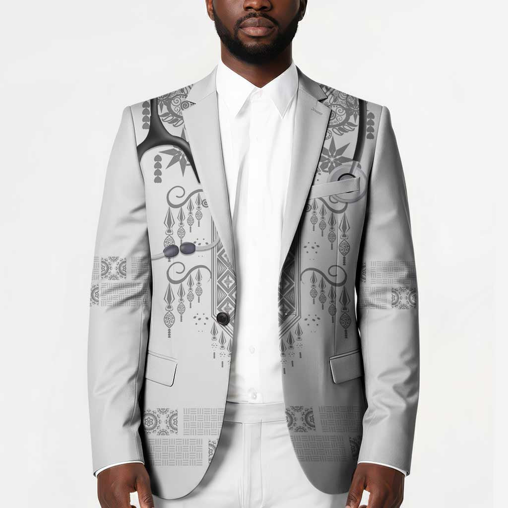 Proud Black Nurse RN Blazer White African Pattern Stethoscope Dashiki Motif