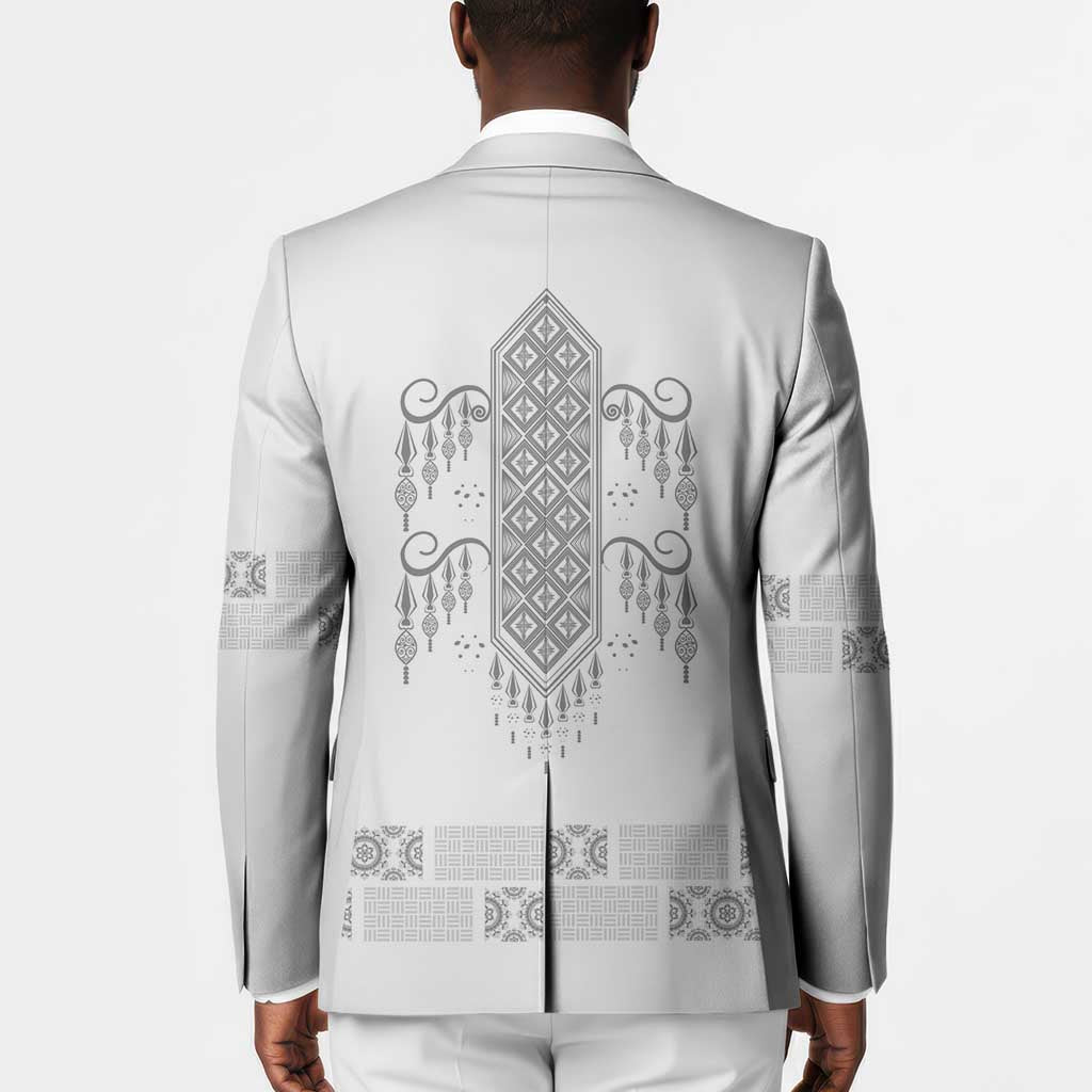 Proud Black Nurse RN Blazer White African Pattern Stethoscope Dashiki Motif