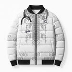 Proud Black Nurse RN Bomber Puffer Jacket White African Pattern Stethoscope Dashiki Motif