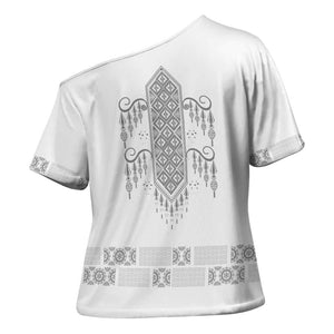 Proud Black Nurse RN Cross Shoulder Shirt White African Pattern Stethoscope Dashiki Motif