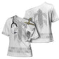 Proud Black Nurse RN Cross Shoulder Shirt White African Pattern Stethoscope Dashiki Motif