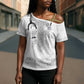 Proud Black Nurse RN Cross Shoulder Shirt White African Pattern Stethoscope Dashiki Motif