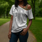 Proud Black Nurse RN Cross Shoulder Shirt White African Pattern Stethoscope Dashiki Motif