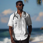 Proud Black Nurse RN Hawaiian Shirt White African Pattern Stethoscope Dashiki Motif