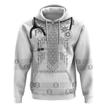 Proud Black Nurse RN Hoodie White African Pattern Stethoscope Dashiki Motif
