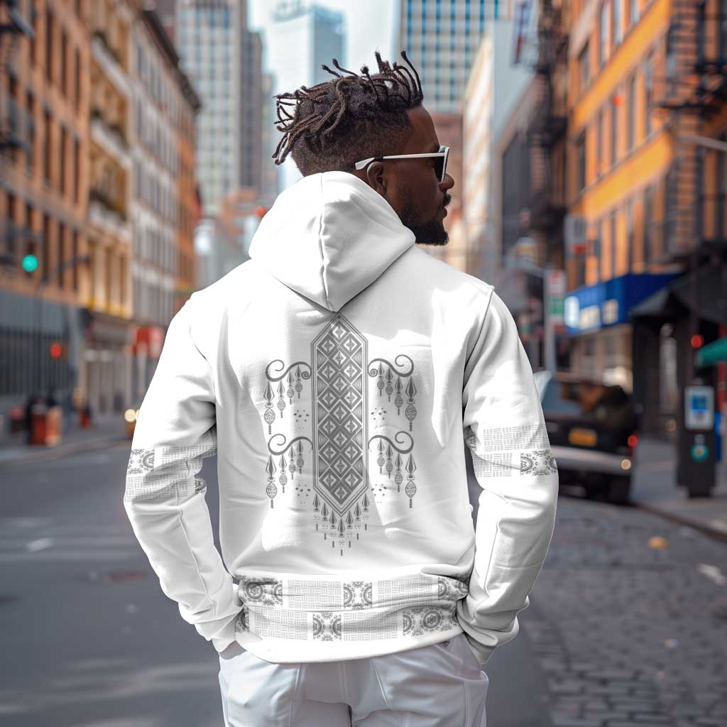 Proud Black Nurse RN Hoodie White African Pattern Stethoscope Dashiki Motif