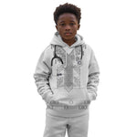 Proud Black Nurse RN Kid Hoodie White African Pattern Stethoscope Dashiki Motif