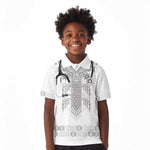 Proud Black Nurse RN Kid Polo Shirt White African Pattern Stethoscope Dashiki Motif