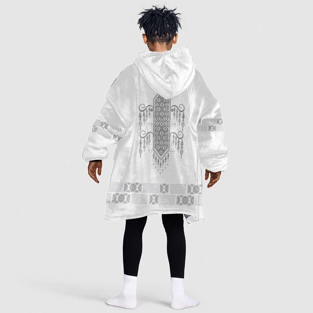 Proud Black Nurse RN Kid Wearable Blanket Hoodie White African Pattern Stethoscope Dashiki Motif