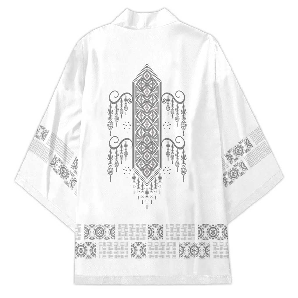 Proud Black Nurse RN Kimono White African Pattern Stethoscope Dashiki Motif