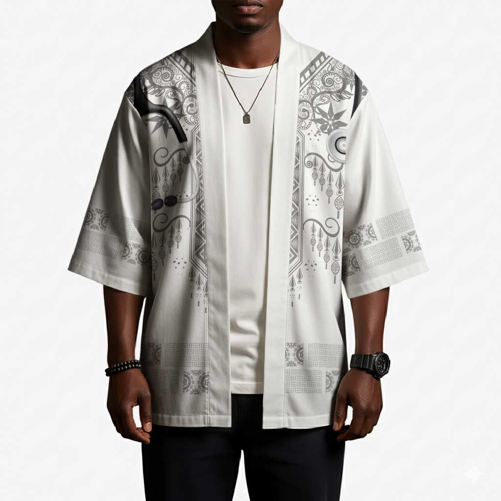 Proud Black Nurse RN Kimono White African Pattern Stethoscope Dashiki Motif