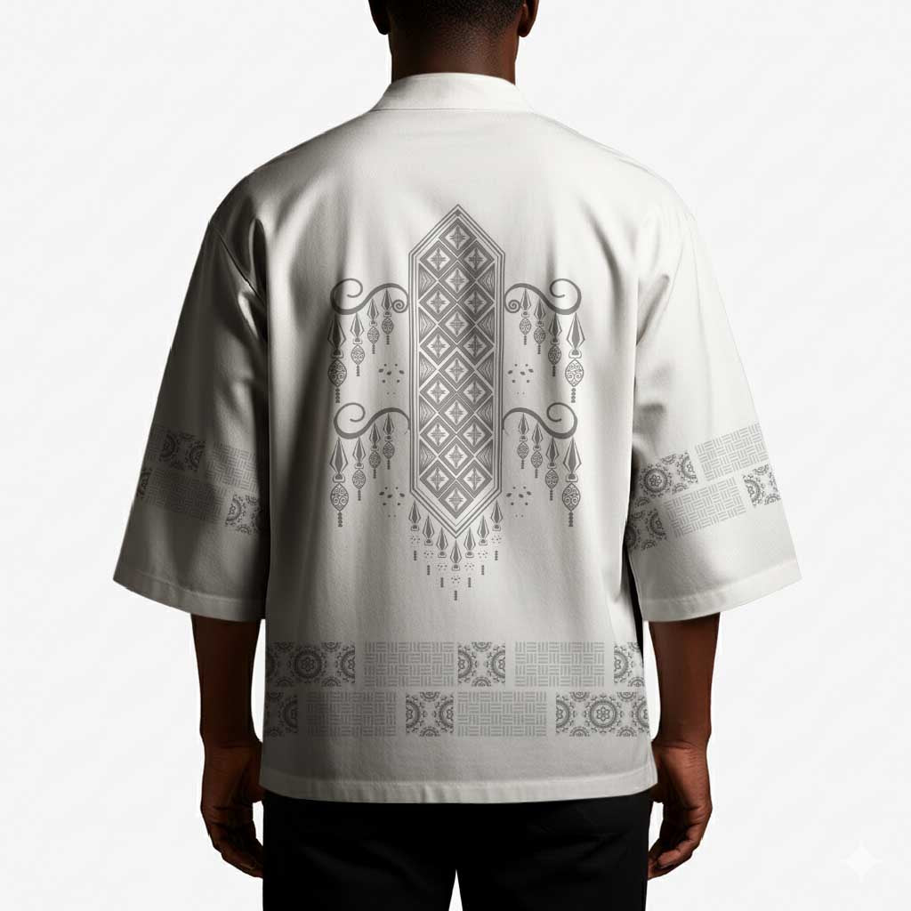 Proud Black Nurse RN Kimono White African Pattern Stethoscope Dashiki Motif