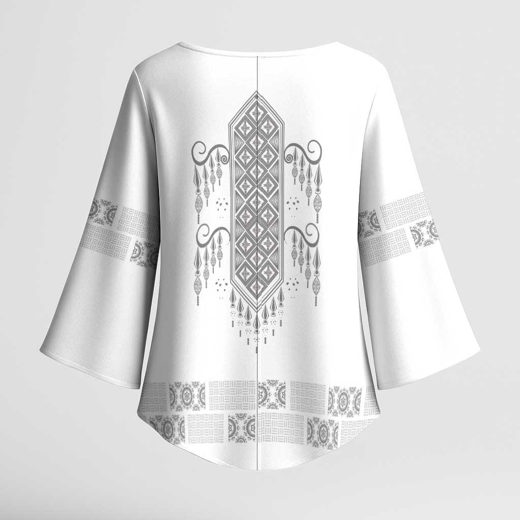 Proud Black Nurse RN Kimono Sleeve Blouse White African Pattern Stethoscope Dashiki Motif