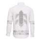 Proud Black Nurse RN Long Sleeve Button Shirt White African Pattern Stethoscope Dashiki Motif