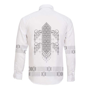 Proud Black Nurse RN Long Sleeve Button Shirt White African Pattern Stethoscope Dashiki Motif