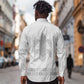 Proud Black Nurse RN Long Sleeve Button Shirt White African Pattern Stethoscope Dashiki Motif