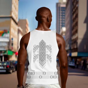 Proud Black Nurse RN Men Tank Top White African Pattern Stethoscope Dashiki Motif