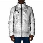 Proud Black Nurse RN Padded Jacket White African Pattern Stethoscope Dashiki Motif