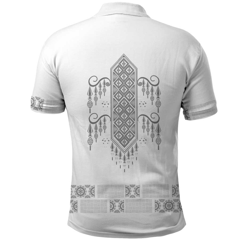 Proud Black Nurse RN Polo Shirt White African Pattern Stethoscope Dashiki Motif