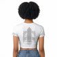 Proud Black Nurse RN Raglan Cropped T shirt White African Pattern Stethoscope Dashiki Motif