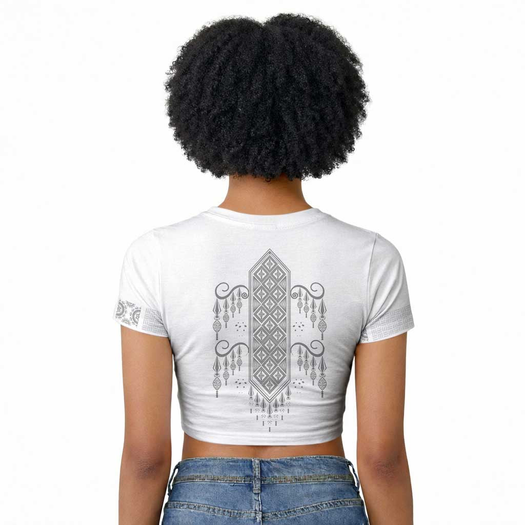 Proud Black Nurse RN Raglan Cropped T shirt White African Pattern Stethoscope Dashiki Motif