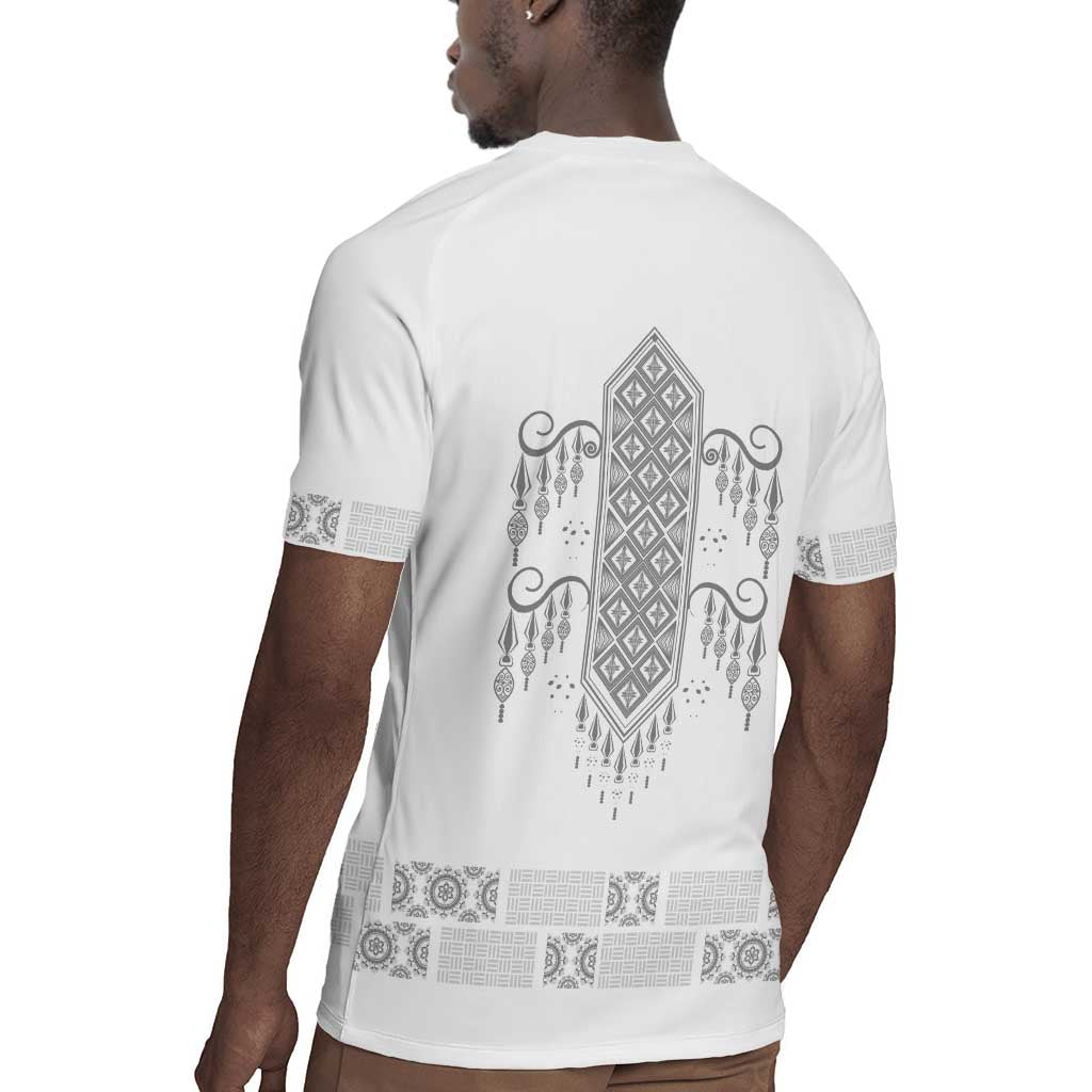 Proud Black Nurse RN Rugby Jersey White African Pattern Stethoscope Dashiki Motif