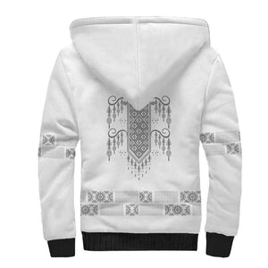 Proud Black Nurse RN Sherpa Hoodie White African Pattern Stethoscope Dashiki Motif