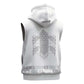 Proud Black Nurse RN Sleeveless Zip Hoodie White African Pattern Stethoscope Dashiki Motif