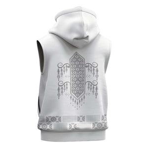 Proud Black Nurse RN Sleeveless Zip Hoodie White African Pattern Stethoscope Dashiki Motif