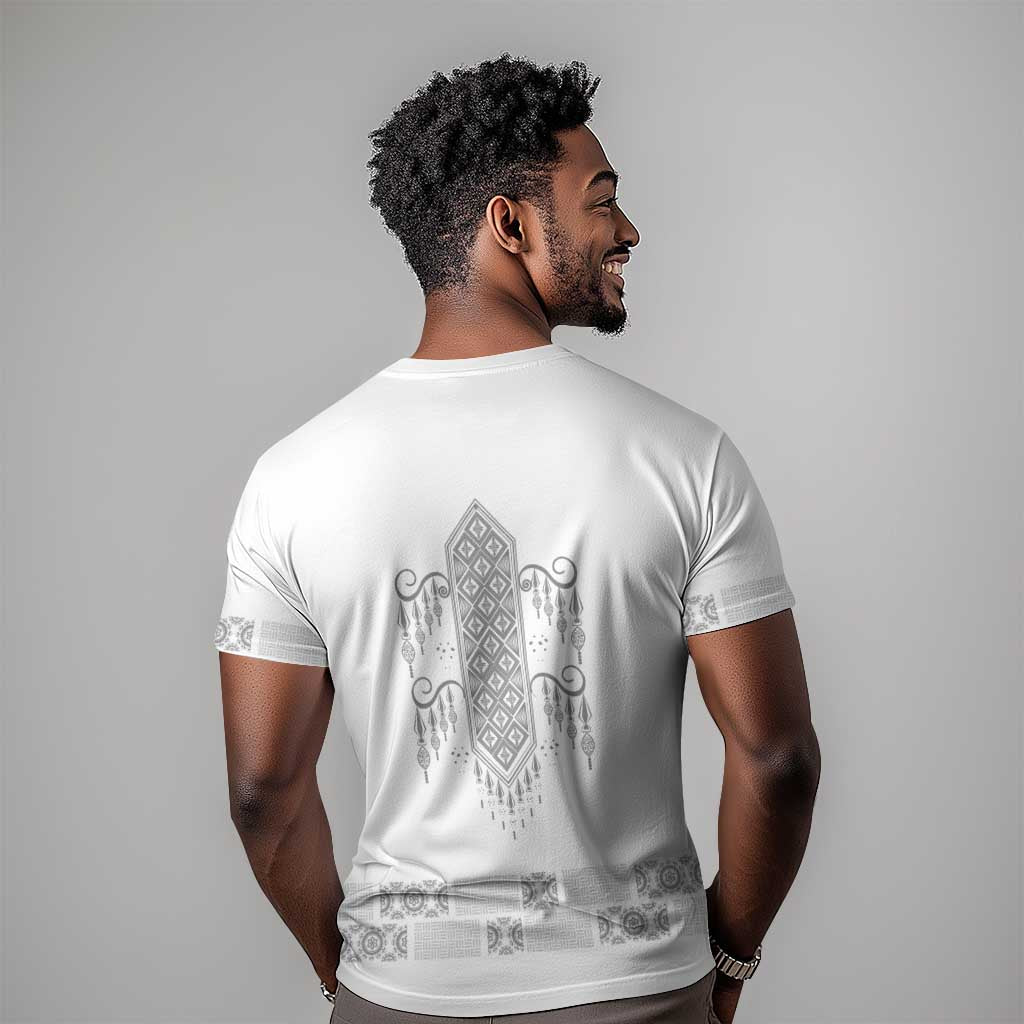 Proud Black Nurse RN T shirt White African Pattern Stethoscope Dashiki Motif