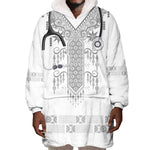 Proud Black Nurse RN Wearable Blanket Hoodie White African Pattern Stethoscope Dashiki Motif