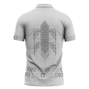 Proud Black Nurse RN Zipper Polo Shirt White African Pattern Stethoscope Dashiki Motif