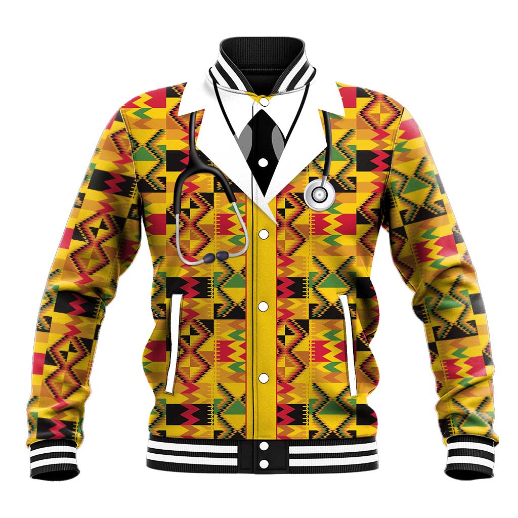 Proud Black Nurse RN Baseball Jacket African Stethoscope Kente Pattern