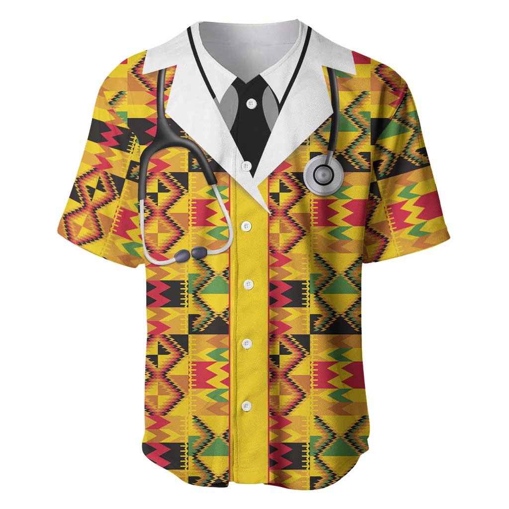 Proud Black Nurse RN Baseball Jersey African Stethoscope Kente Pattern