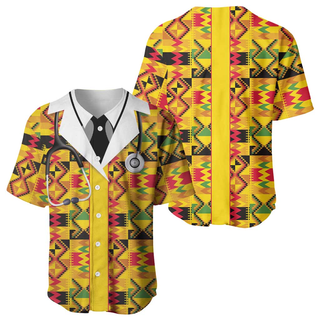 Proud Black Nurse RN Baseball Jersey African Stethoscope Kente Pattern