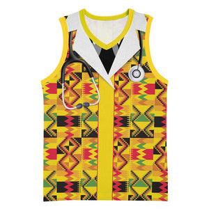Proud Black Nurse RN Basketball Jersey African Stethoscope Kente Pattern