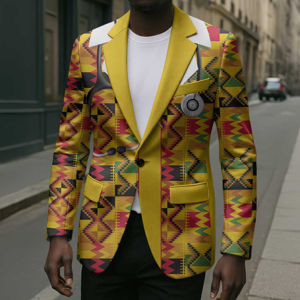 Proud Black Nurse RN Blazer African Stethoscope Kente Pattern