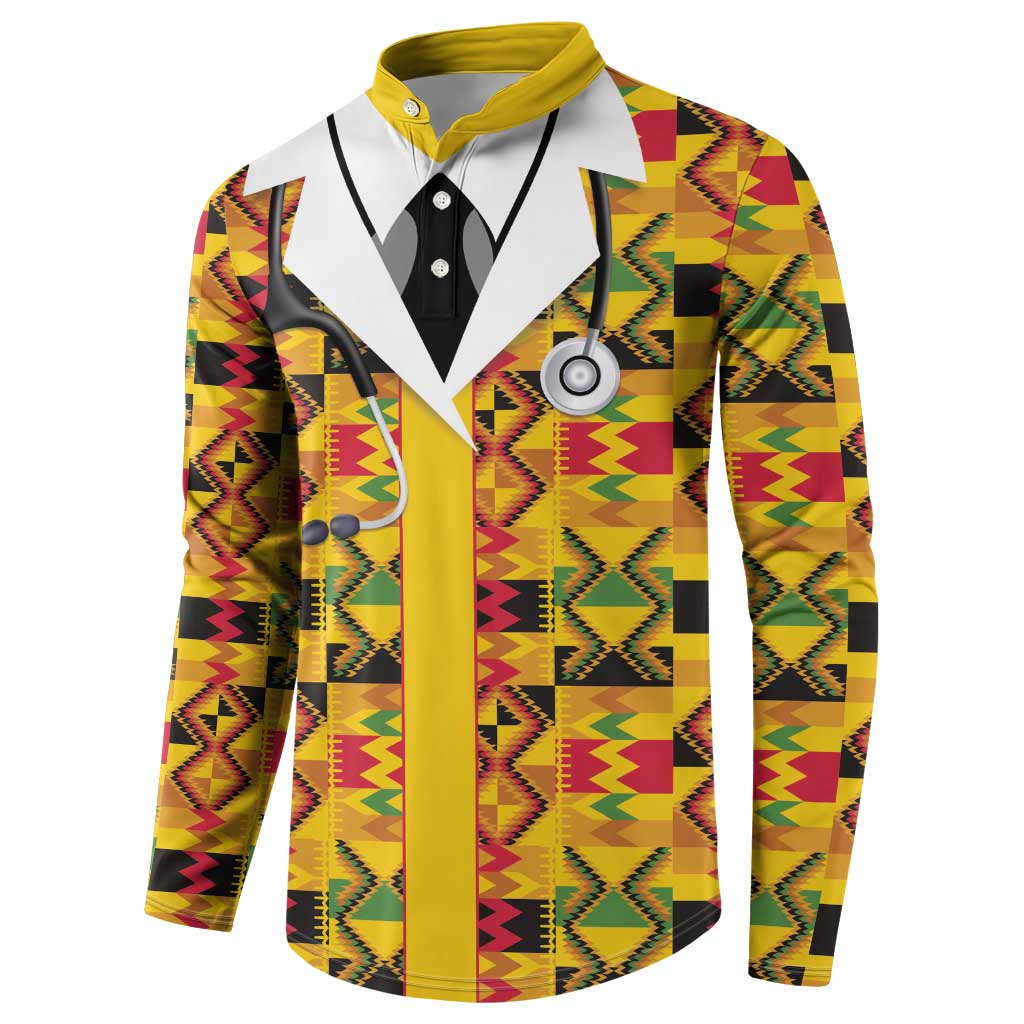 Proud Black Nurse RN Button Sweatshirt African Stethoscope Kente Pattern