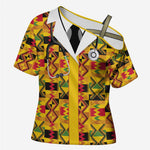 Proud Black Nurse RN Cross Shoulder Shirt African Stethoscope Kente Pattern