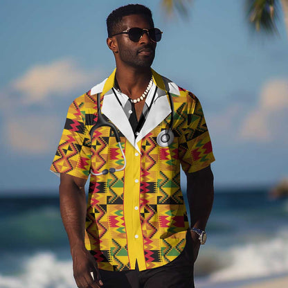 Proud Black Nurse RN Hawaiian Shirt African Stethoscope Kente Pattern