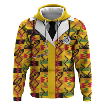Proud Black Nurse RN Hoodie African Stethoscope Kente Pattern